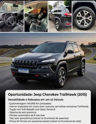 JEEP CHEROKEE 3.2 TRAILHAWK 4X4 V6 24V GASOLINA 4P AUTOMÁTICO JEEP CHEROKEE 3.2 TRAILHAWK 4X4 V6 24V GASOLINA 4P AUTOMÁTICO